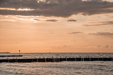 Sunset at Baltic See in Kolobrzeg (Poland)