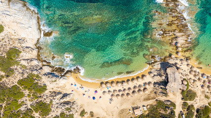 Tigania beach in Greece aerial.