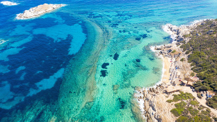Tigania beach in Greece aerial.
