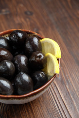 Olives and olives with lemon. menu for catering