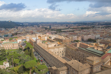 Fototapeta na wymiar view of the city with St. Peter's Basilica, Rome, Italy, view of old city Rome