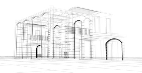Technological building construction, original 3d rendering