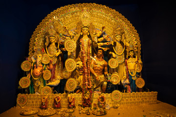 Durga idol at Puja Pandal, Durga Puja festival