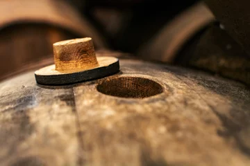 Fotobehang Production of fortified jerez, xeres, sherry wines in old oak barrels in sherry triangle, Jerez la Frontera, El Puerto Santa Maria and Sanlucar Barrameda Andalusia, Spain © barmalini