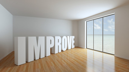 Empty home interiors, copy space mockup illustration, original 3d rendering