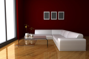 Empty home interiors, copy space mockup illustration, original 3d rendering