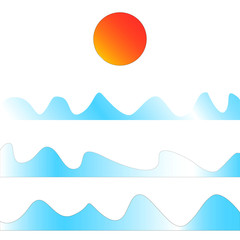 The sun and the sea. Vector illustration