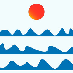 The sun and the sea. Vector illustration