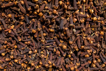 Dried cloves closeup. Top view