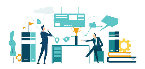 Business people negotiating a deal in the office. Business concept illustration
