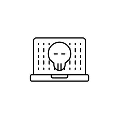 Hacker computer monitor cyber robbery. Vector icon. On white background
