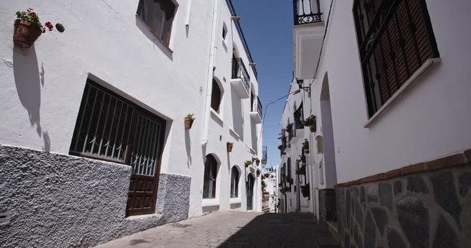 Street in the touristic town of Mojacar in Andalusia, Spain by summer.