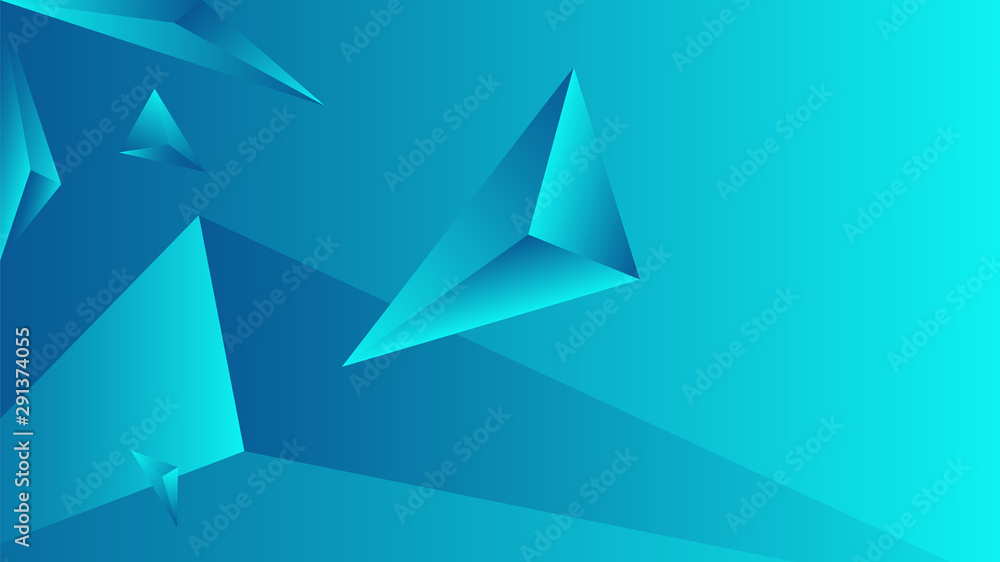 Poster turquoise triangle polygon gradient. element of color vector