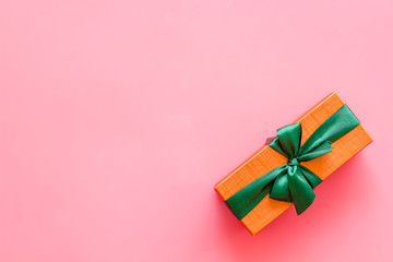 gifts on pink background top view mock up