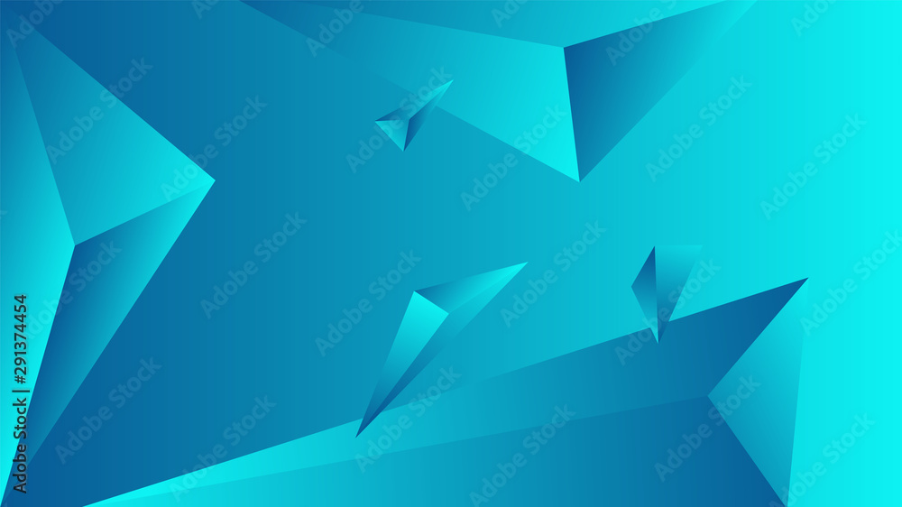 Poster turquoise triangle polygon gradient. element of color vector