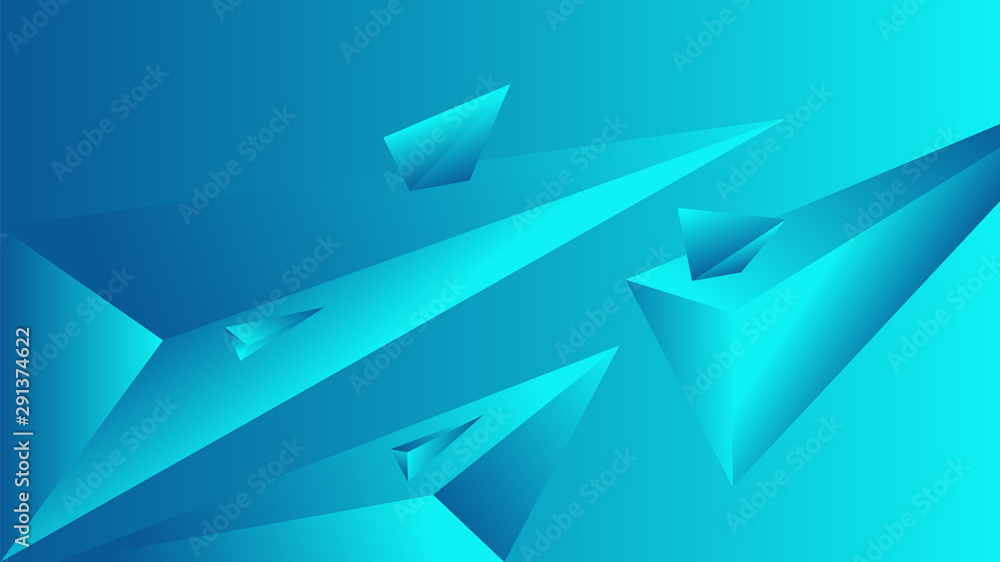 Poster turquoise triangle polygon gradient. element of color vector