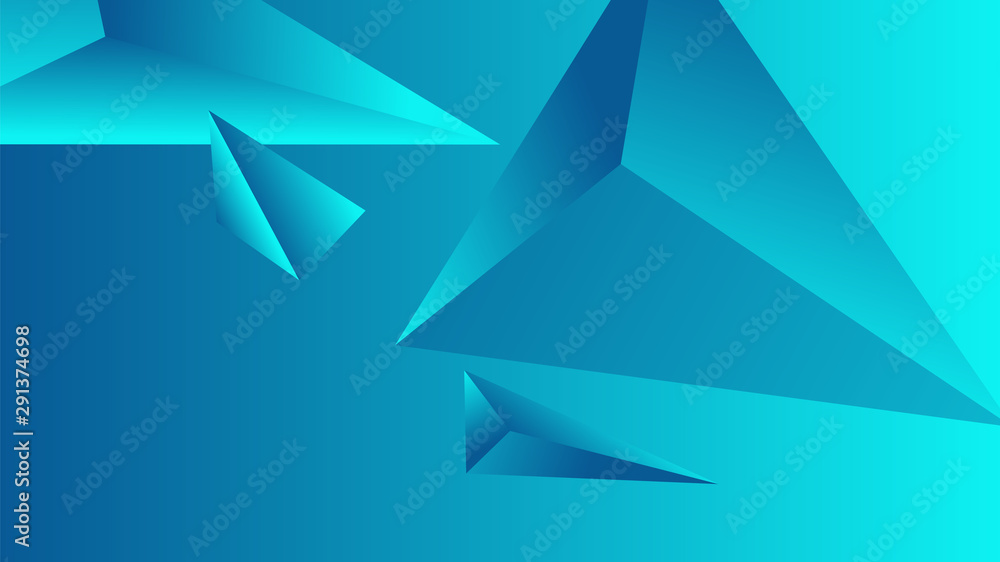 Poster turquoise triangle polygon gradient. element of color vector
