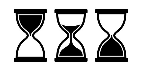 Set of sand clock. Vector icons on white background.