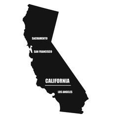 California map in black on a white background