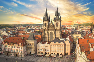 Obraz premium Beautiful view of the Old Town Square, and Tyn Church in Prague, Czech Republic
