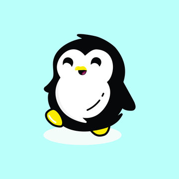cute penguin icon in flat style. Cold winter symbol. Antarctic bird, animal illustration