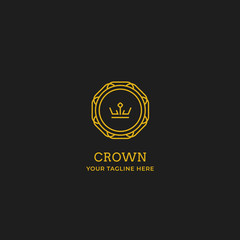 Decorative Crown king queen logo icon badge with circle decorative icon symbol vector design