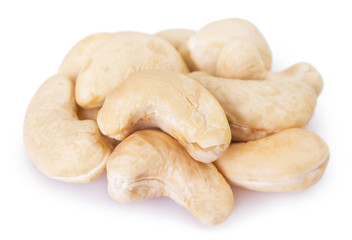 Cashew nuts on white background