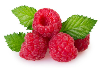 Fresh raspberry on white background