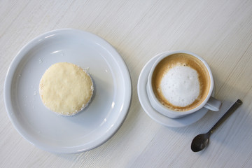 cornstarch coffee and alfajor breakfast