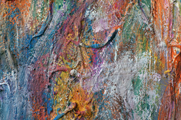 Contrast colorful background. acrylic paint stains. Mixture of bright variegated shades. 