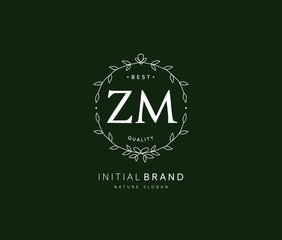 Z M ZM Beauty vector initial logo, handwriting logo of initial signature, wedding, fashion, jewerly, boutique, floral and botanical with creative template for any company or business.