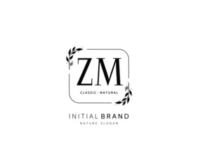 Z M ZM Beauty vector initial logo, handwriting logo of initial signature, wedding, fashion, jewerly, boutique, floral and botanical with creative template for any company or business.