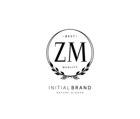 Z M ZM Beauty vector initial logo, handwriting logo of initial signature, wedding, fashion, jewerly, boutique, floral and botanical with creative template for any company or business.