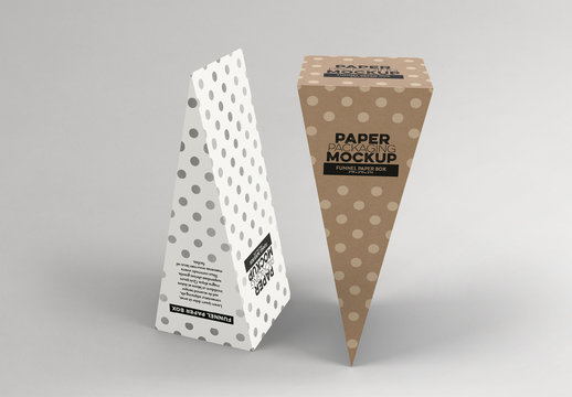2 Standing Cone Style Paper Boxes Mockup