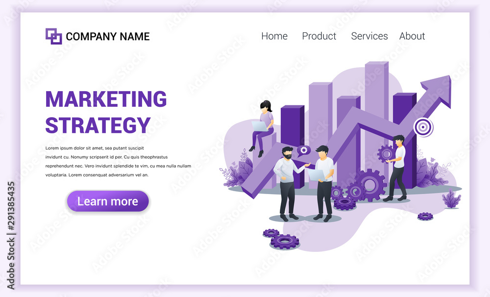 Aufkleber modern flat design concept of marketing strategy with characters in progress at work. can use for we