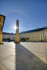 The buildings inside of the Prague Castle complex built in the 9th century in Prague, Czech...