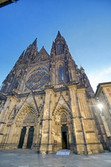 Fototapeta premium St. Vitus Cathedral inside of the Prague Castle complex built in the 9th century in Prague, Czech Republic.