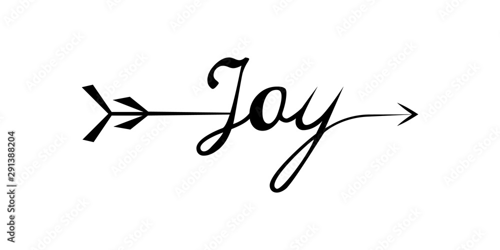 Poster joy writing with arrow hand draw word. element of word in arrow style