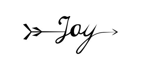 Joy writing with arrow hand draw word. Element of word in arrow style