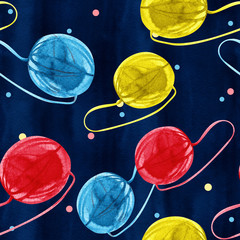 Watercolor yarn seamless pattern background. Winter cozy illustration.