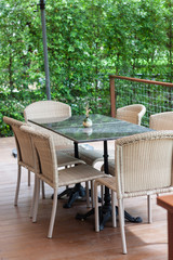 Table and chairs in coffee shop