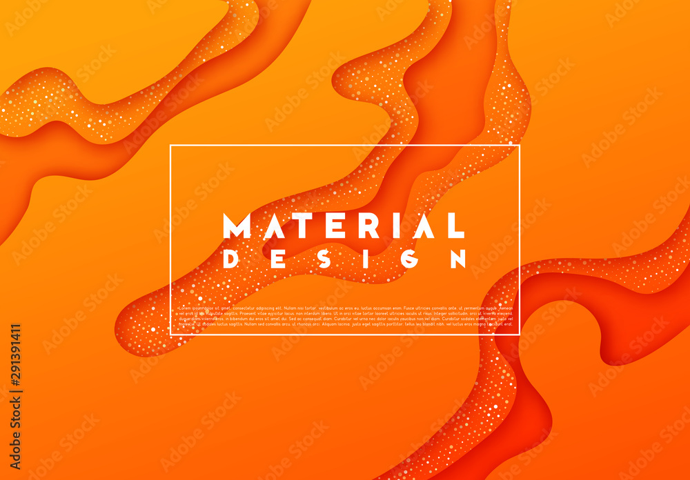 Poster orange minimal abstract liquid background. 3d wavy texture. dynamic art pattern