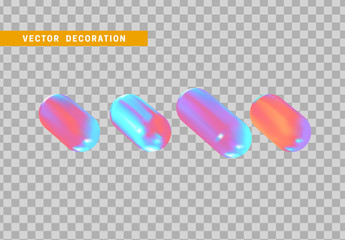 object 3d hollow capsule shapes gradient hologram color