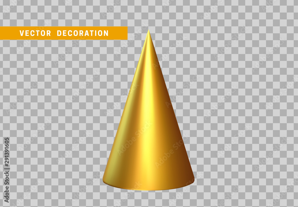 Poster sharp geometric cone cast volumetric. 3d geometric shapes objects. realistic geometry elements, colo