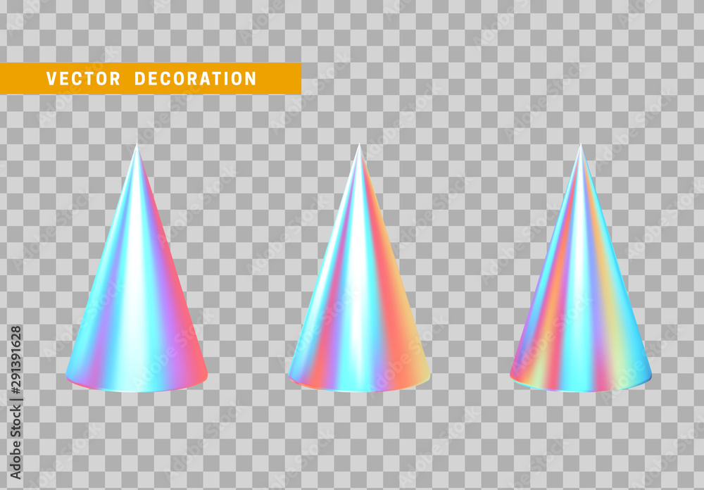 Aufkleber sharp geometric cone cast volumetric. set 3d holographic geometric shapes objects. realistic geometr