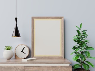 Mockup poster in the interior on empty wall background.