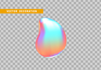 Shape liquid drops with colorful gradient. Abstract 3d fluid objects with gradient holographic color of hologram. vector illustration