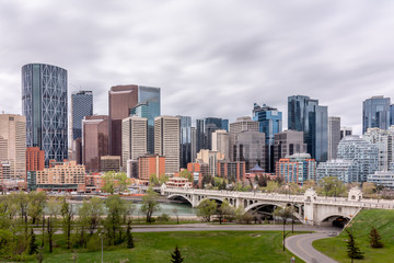 Calgary's skyline on a cold and cloudy day. 