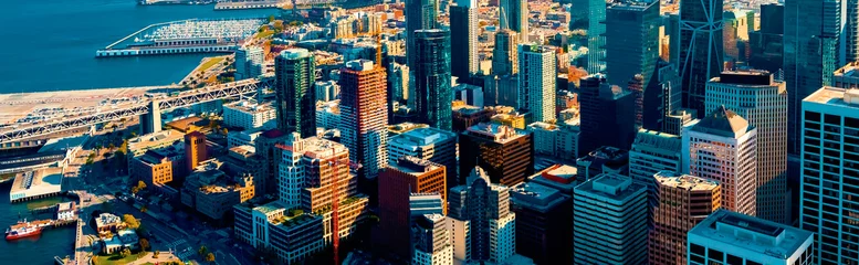 Fotobehang Downtown San Francisco aerial view of skyscrapers © Tierney