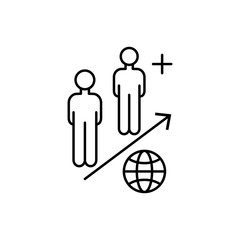 Overpopulation team growth icon. Element of overpopulation thin line icon